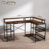 L Shaped Gaming Desk w/ LED Lights and Power Outlets for Small Space