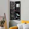 Mirrored Jewelry Cabinet Wall Mounted Hanging Jewelry Armoire Black