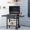 Charcoal BBQ Grill Warming Rack Shelves Temperature Gauge Backyard Barbecue Unit