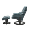 Stressless Reno Classic Paloma Teal Blue Leather Recliner & Footstool RRP £3069