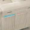 L Shaped 3 Seater Sofa Convertible Sofa Bed with Storage Chaise Corduroy Beige