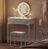 Dressing Table Vanity Set Make up Desk with Dimmable LED Light Mirror Stool
