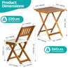 3PCS Wooden Folding Bistro Set Acacia Wood Table Chair w/ Cushions Outdoor Patio