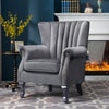 Grey Chesterfield Wing Back Armchair Queen Anne High Back Fireside Winged Chair