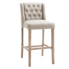 2 pcs Bar Stools Breakfast Kitchen Counter High Stools Wood Legs Barstools Beige