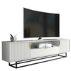 200cm Loft Retro TV Unit | Milled Fronts | White Vintage Cabinet Cupboard Stand