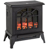 Electric Fireplace Heater Black Stove w/ LED Flame Effect Freestanding Black