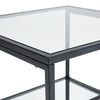 Tempered Glass Side Table with Shelf Living Room Bedroom End Table Nightstand