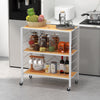 3-Tier Foldable Shelving Unit Storage Rack Metal Shelves with Detachable Wheels