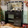 Black Dressing Table with LED Lights, Mirror, Adjustable Brightness, Vanity desk