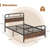 Double Size Bed Frame Platform Metal Slats Support Bed W/ Industrial Headboard