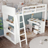 Single Solid Pine Wood Loft Bed Frame High Sleeper Bunk Bed Study Desk Cabin Bed
