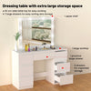 Vanity Makeup Desk Dressing Table with Led Lights Large Mirror 7 Drawers White