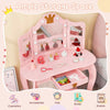 Kids Princess Vanity Table & Chair Set w/Pull-out Drawer & Stool-Pink