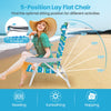 2 Pack Folding Beach Chair Lounger w/ 5 Adjustable Positions Green