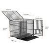 UK 46" Strong Dog Crate Cage Rolling Pet Kennel Prevent Escape Training Military