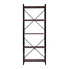 5 Tier Tall Bookshelf Bookcase Rustic Wood Metal Storage Display Shelving Unit