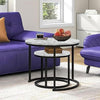 Round Nesting Coffee Table Set - Stackable Wooden Nest of Tables for Living Room
