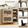 Freestanding Shoe Organizer Shoe Storage Cabinet-Oak