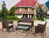 4PC Brown Rattan Garden Furniture Set – Outdoor Sofa Chairs Table + Rain Cover
