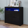 High Gloss 2 Doors Matt Body Sideboard Cupboard Kitchen Buffet Cabinet with LED