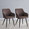 Faux Leather Dining Chairs Set of 2 Brown Padded Seat Kitchen Dining Chairs Set