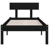 Bed Frame Black Solid Wood Pine 90x200 L5W4