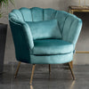 Upholstered Lotus Plush Velvet Scallop Shell Tub Chair Armchair Sofa Seat Blue
