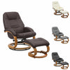 360° Swivel PU Recliner Lounge Sofa W/Footrest Footstool Faux Leather Wood Base