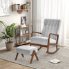 Modern Rocking Chair Upholstered Fabric Rocker Glider Chair with Ottoman