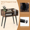 Bedroom End Table (Set of 2) Modern Nightstand with Open Shelves-Coffee