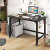 Computer Workstation Rolling Writing Study Desk On Wheels-Black