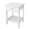 White Bedside Table Wooden Nightstand Cabinet Storage Unit with Shelf & Drawer