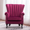 Velvet Chair Sofa Armchair High Wing Back Tub Scalloped Rivet Padded Seat Lounge