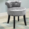 Retro Velvet Silver Grey Dressing Table Chair Bedroom Makeup Table Vanity Stool