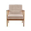 Nordic Solid Wooden Armchair Button Cushion Chair Lounge Single Sofa Fabric Seat