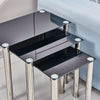 Square Nest of 3 Tables Glass Nested Side End Tables Set Black Modern Home Decor