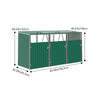 Triple Wheelie Bin Storage Metal Store Cover Garden Rubbish Dustbin Shed Housing