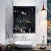 LED Bathroom Mirror Cabinet Shaver Socket Illuminated Button Black Iron Frame
