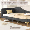 Single Size Upholstered Daybed Rivet-Tufted Platform Bed-Grey