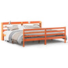 Bed Frame with Headboard Wax Brown 200x200 Solid Wood Pine I8Q7