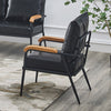 Black Sofa Armchair Couch Faux Leather Living Room Tub Chairs Metal Frame Modern