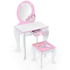 2 in 1 Kids Vanity Table and Chair Set Princess Makeup Dressing Table Writing