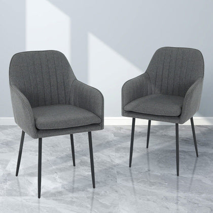 1/2/4/6 Modern Fabric Dining Chair Set Thicken Upholstered Kitchen Armchair Grey