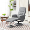 Swivel Recliner with Ottoman PU Leather Reclining Chair and Footrest Light Grey