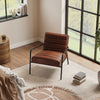 PU Leather Accent Chair Modern Armchair for Living Room Bedroom Retro Brown Sofa