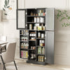 Kitchen Pantry Storage Cabinet 161cm Tall Freestanding Cupboard w/Glass Doors