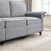 3 Seater Sofa Couch Linen Fabric Settee for Living Room & Office Studded (Grey)