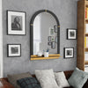 Vintage Frame Arched Wall Accent Mirror with Gold Shelf Bathroom Vanity Mirror