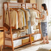 Heavy Duty Large Bamboo Clothes Rail Rack Garment Coat Stand Shoes Storage Tidy